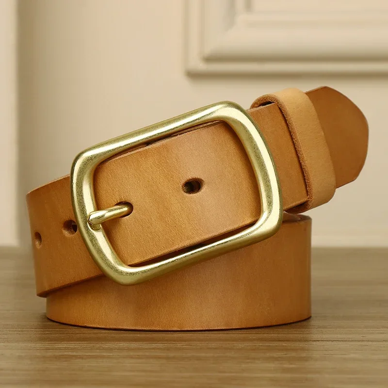 Men's Top-layer Belt, Full-grain Vegetable Tanned Leather, Genuine Leather Belt, Casual Pin Buckle Handmade Belt for Gift Giving