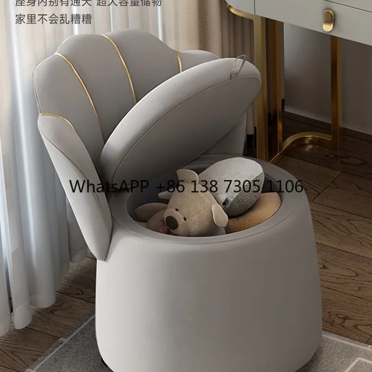 

Makeup stool with storage Home bedroom Back chair Dresser stool storage Dressing stool Makeup chair