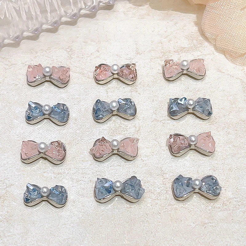 Bowknot geformte Legierung Zubehör 3d Strass steine glänzende Nagel dekorationen DIY Material Strass Dekoration Maniküre Zubehör