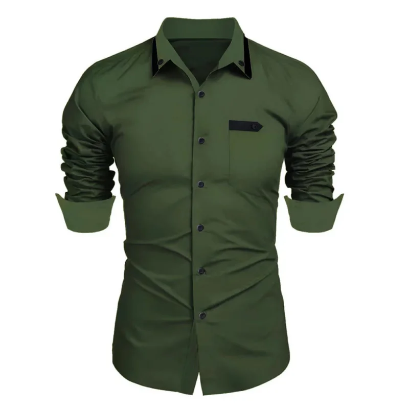 Spring and Autumn New European Size Men's Casual Fashion Business Trendy Long Sleeve Shirt