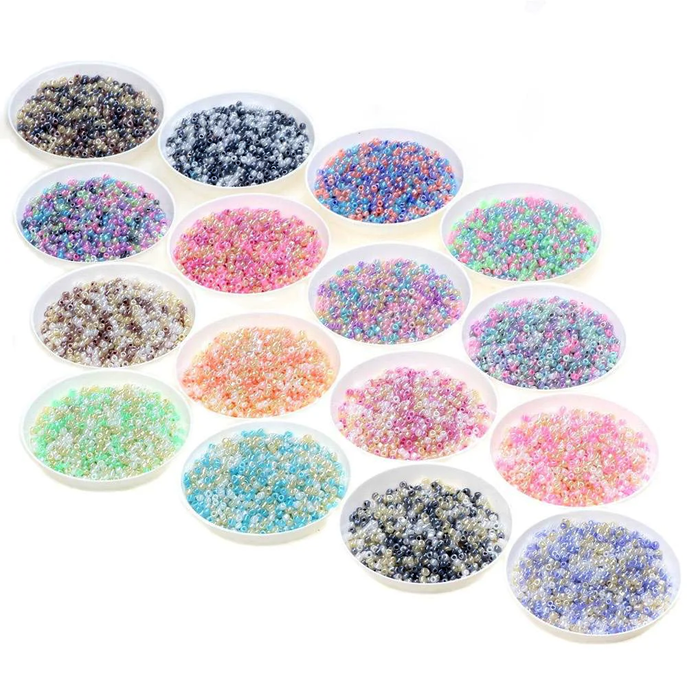 1000 unids/lote 15g 2mm abalorio de colores mezclados cuentas de semilla de vidrio checo DIY pulsera collar pendiente espaciador para accesorios de