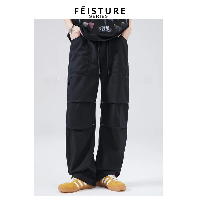 

Spring Summer New Sle Casual American Retro 3D Pleated Paratrooper Pants Loose Workwear Long Straight Leg Trousers