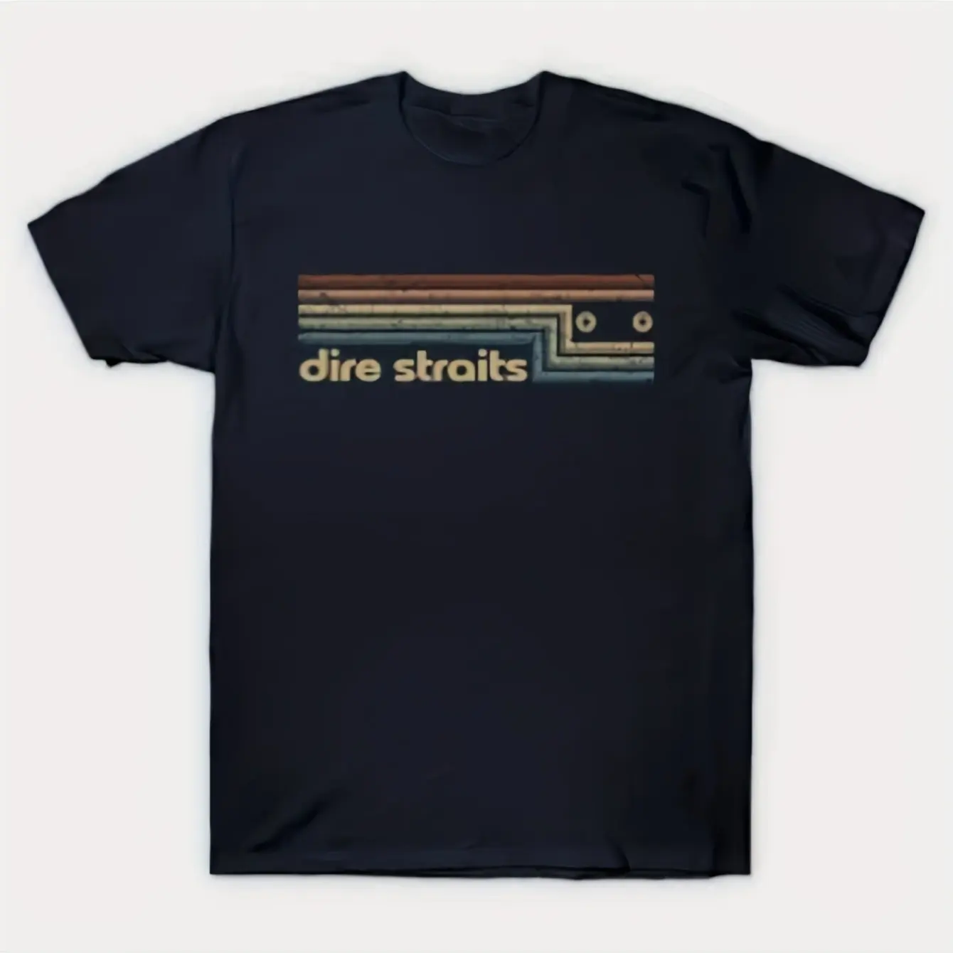 Dire Straits T-Shirt mit Kartenmuster für Herren | Retro-Band-T-Shirt mit Musikdesign, geeignet für Freizeitkleidung, perfekt für Erwachsene – Detail 2