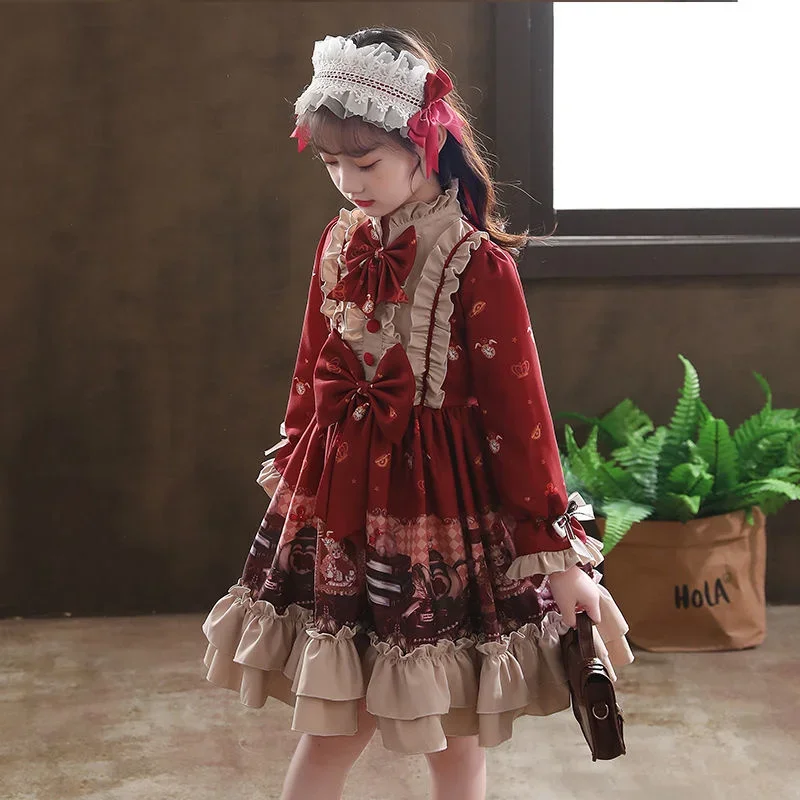 Summer Lolita Child Costume Clothes Girls Casual Midi Dress Children Dresses For Teens Party Princess Sundress 12 13 15 Year Old