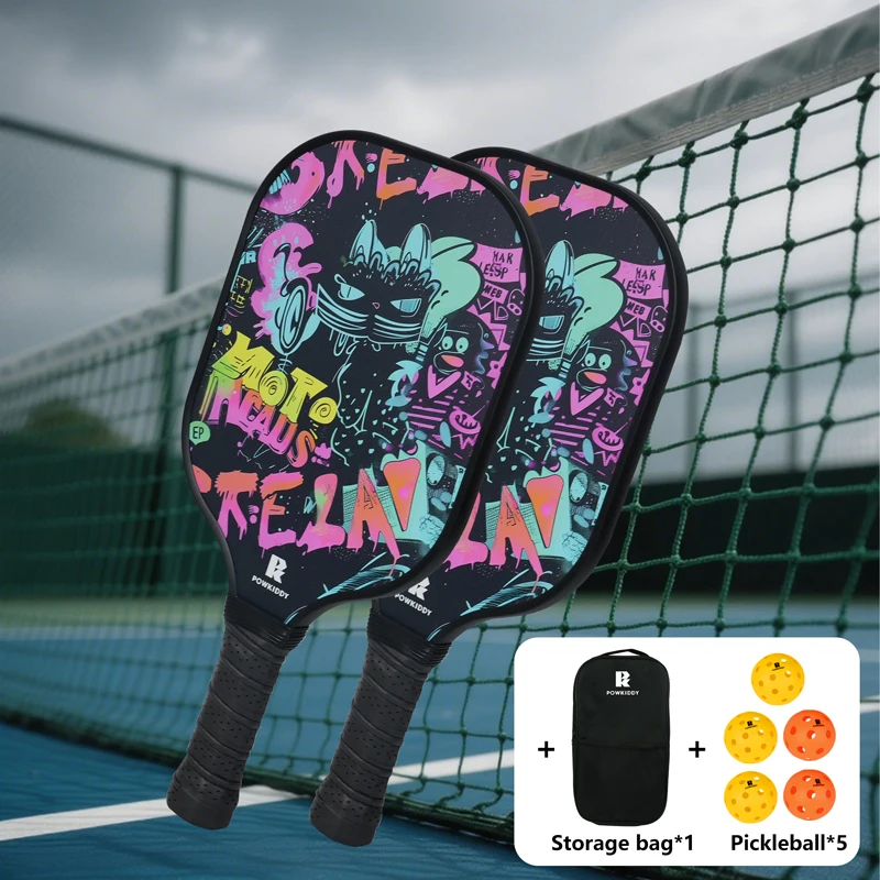 

Pickleball Paddles с двумя ракетками | 1 упаковка и 5 наборов шариков | Сотовый сердечник из стекловолокна и полипропилена | Идеально подходит для начинающих в пиклболе