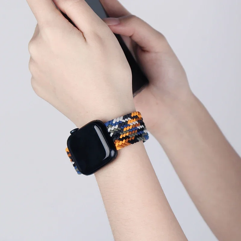 حزام نايلون لساعة أبل الترا 2 الفرقة 49 مللي متر 40 مللي متر 44 مللي متر 41 مللي متر 38 45 مللي متر مطاطا مضفر حلقة سوار IWatch سلسلة 9 8 7 6 SE 5 4