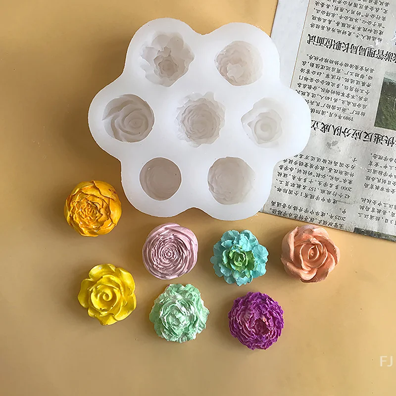 

[YU]Flower Silicone Molds 3D Rose Peony Chocolate Cake Baking Mold Handmade Candle Soap Gypsum Resin Handicraft Making Tools