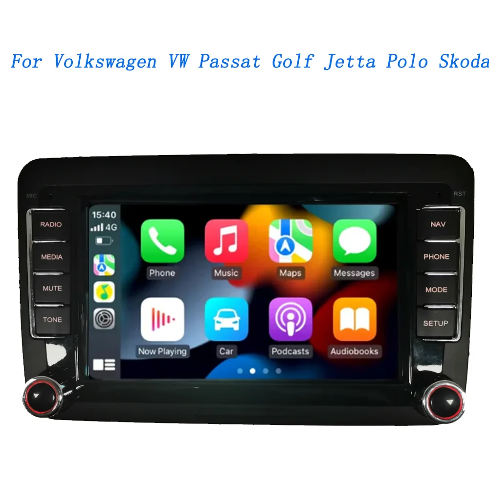 Carplay  4G WIFI GPS Android 14 Car Radio  For Volkswagen VW Passat Golf Jetta Polo Skoda Navigation Multimedia Video Player
