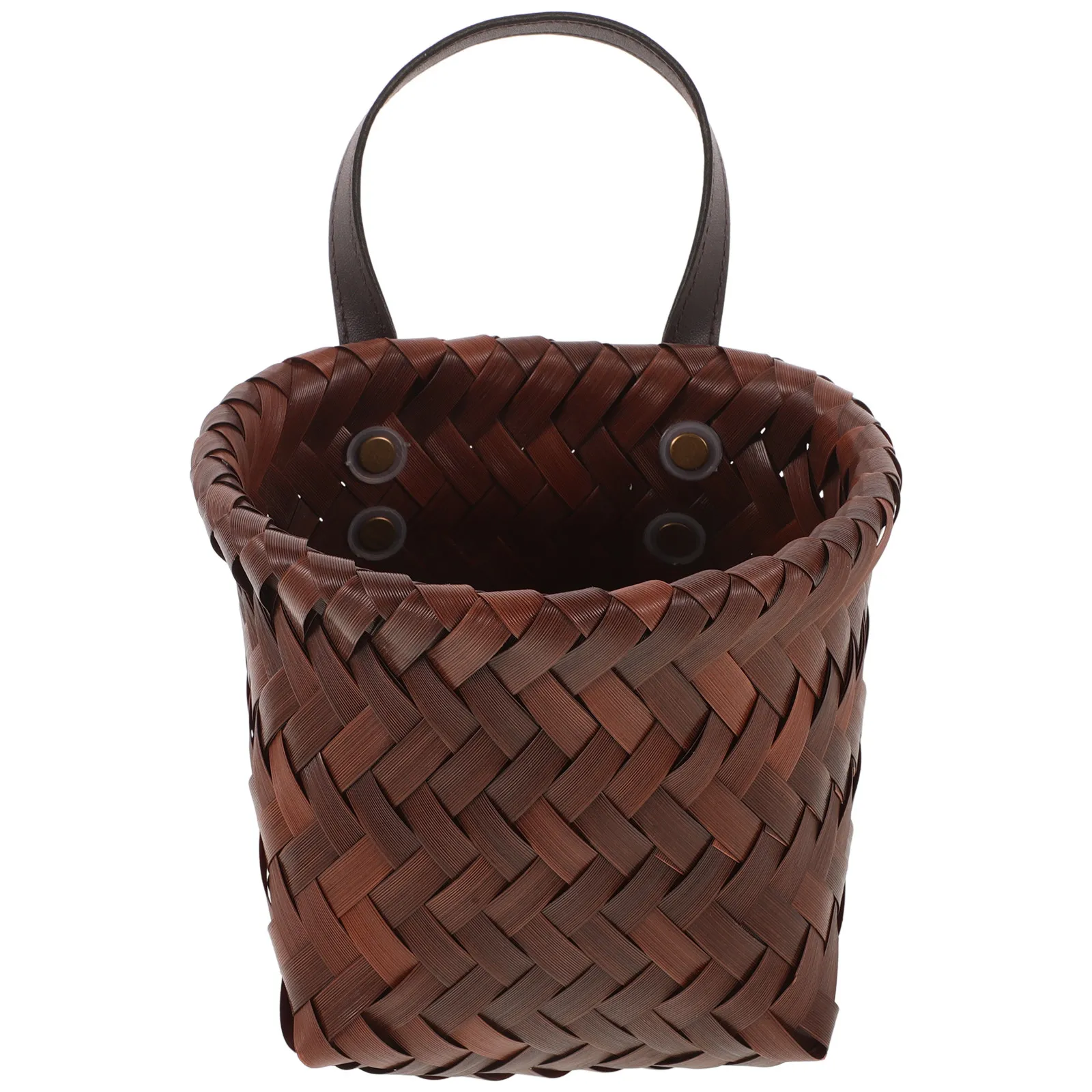 Rustic Woven Wall Hanging Basket Storage Organizer for Kitchen Fruit Vegetable Garlic Ginger Seasoning Cans Bread Decorative