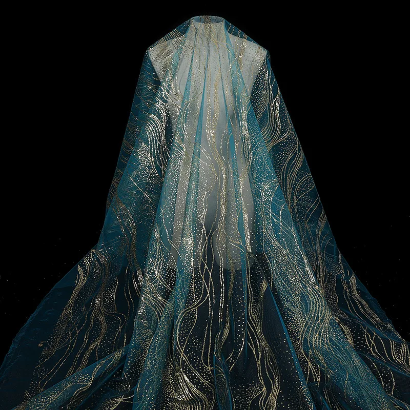 

1 Yard Pink & Green Glitter Tulle Fabric 160cm Wide for Wedding Dress, Stage Wear – Elegant Vintage