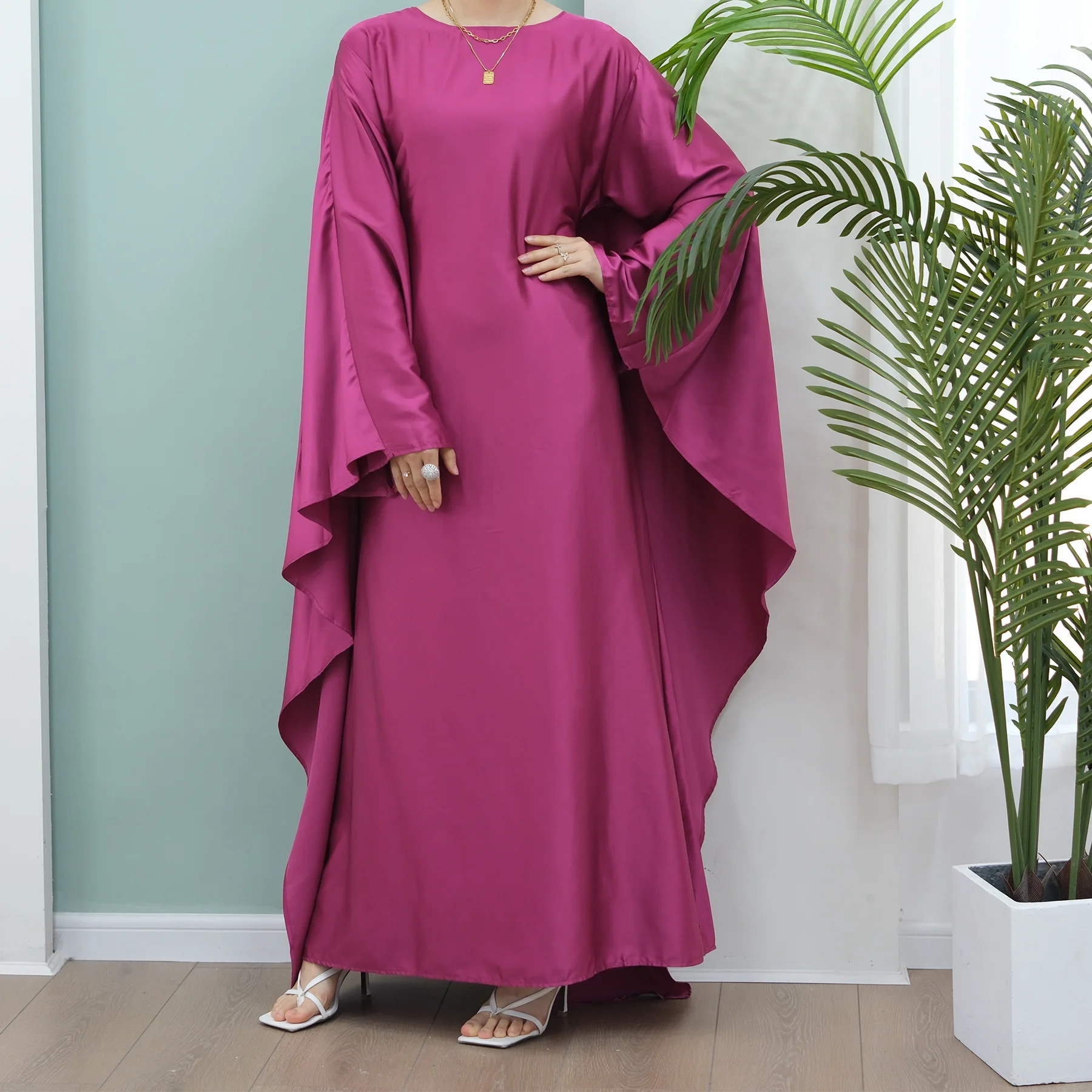 

Eid Djellaba Satin Abayas for Women Muslim Modest Dress Ramadan Jalabiya Islam Clothing Robe Kebaya Caftan Marocain Femme Kaftan