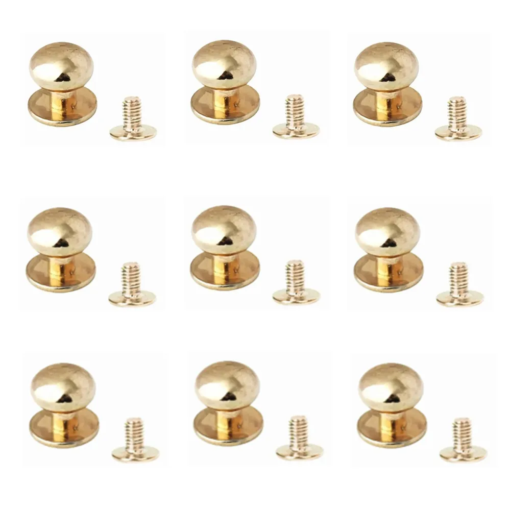 10Pcs 4/5/6/7/8/9/10/12MM Round Knob Rivets Metal Monk Head Screws Studs Alloy Nail Buckle Tack Cloth Button Bag Leather Crafts