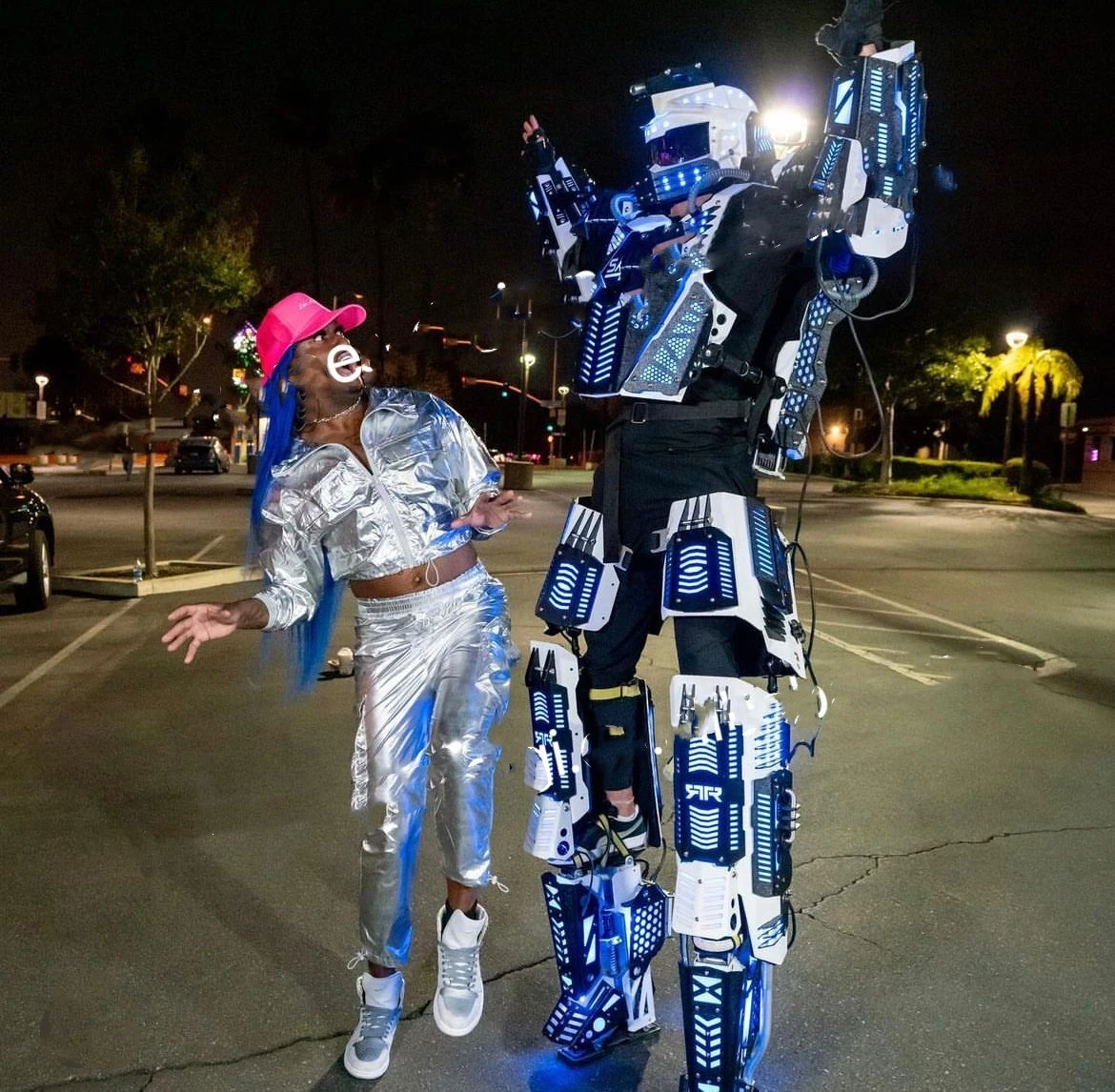 

Led Robot Costume Plastic Stilts Walker Robots show costumes Kryoman Performance Wear