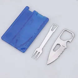 NEW EDC Safety First Aid Outdoor Multifunction Tool Card Camping Survival Equipment Portable Barbecue Knife Fork Equipment