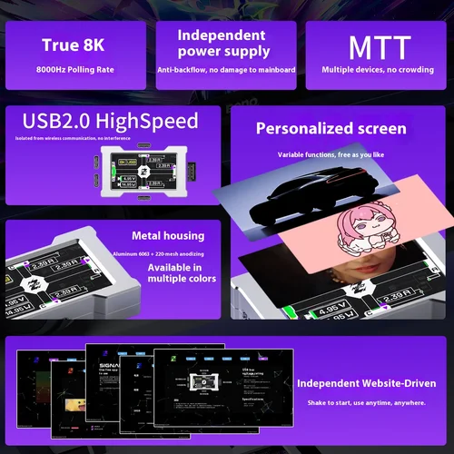 Imagen 2 del producto ZNEO HM USB 2-a-3 Hub True 8K Frecuencia de Orolling Pantalla Personalizable Caja de Metal MMT Multi-Path Acelerador Paralelo Controlador Web