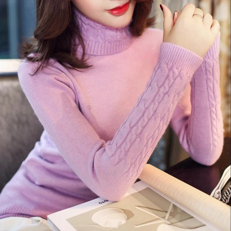 Turtleneck Sweater Women 2023 Winter Thick Warm Women Pullovers And Sweaters Knitted Elasticity Fashion Female Jumper Tops