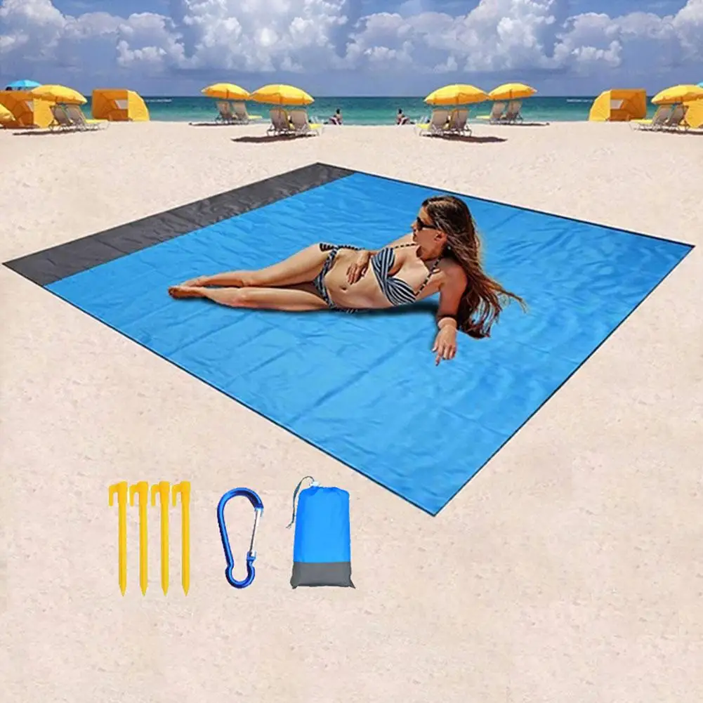 Pocket Picnic Beach Mat Waterproof Foldable Portable Sand Free Blanket For Outdoor Camping Fishing Tent