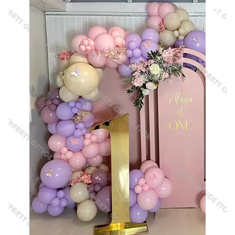131/181pcs Roze Paars en Roze Ballonnen Slinger Boog Kit Beige Naakt Lavendel Ballon Baby Douche Bruiloft Verjaardag decoratie