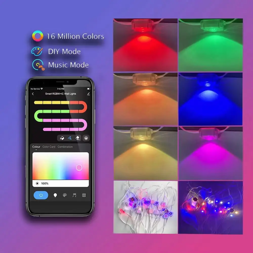 20M Permanente Buitenverlichting Voor Huis Eave Lichten Smart Rgb Waterdichte Verlichting String Vakantie Diy Scènes Kerstfeest Decor