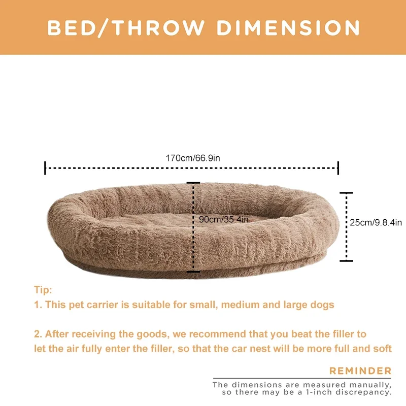 Luxury Large Dog Bed Sleep Deeper Human Dog Bed Soft Sponge Plush Designer Dog Products Detachable And Washable OEM Dropshipping