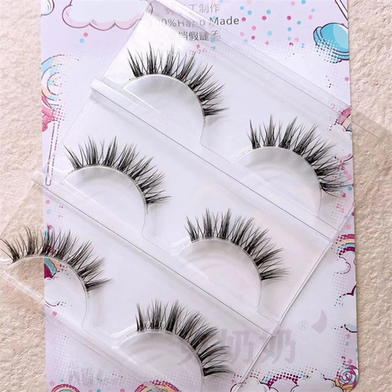 3D Bunch Japanese Fairy Little Devil Cosplay False Eyelashes Segmented Natural Cross Manga Lashes Extension Maquiagem freeship