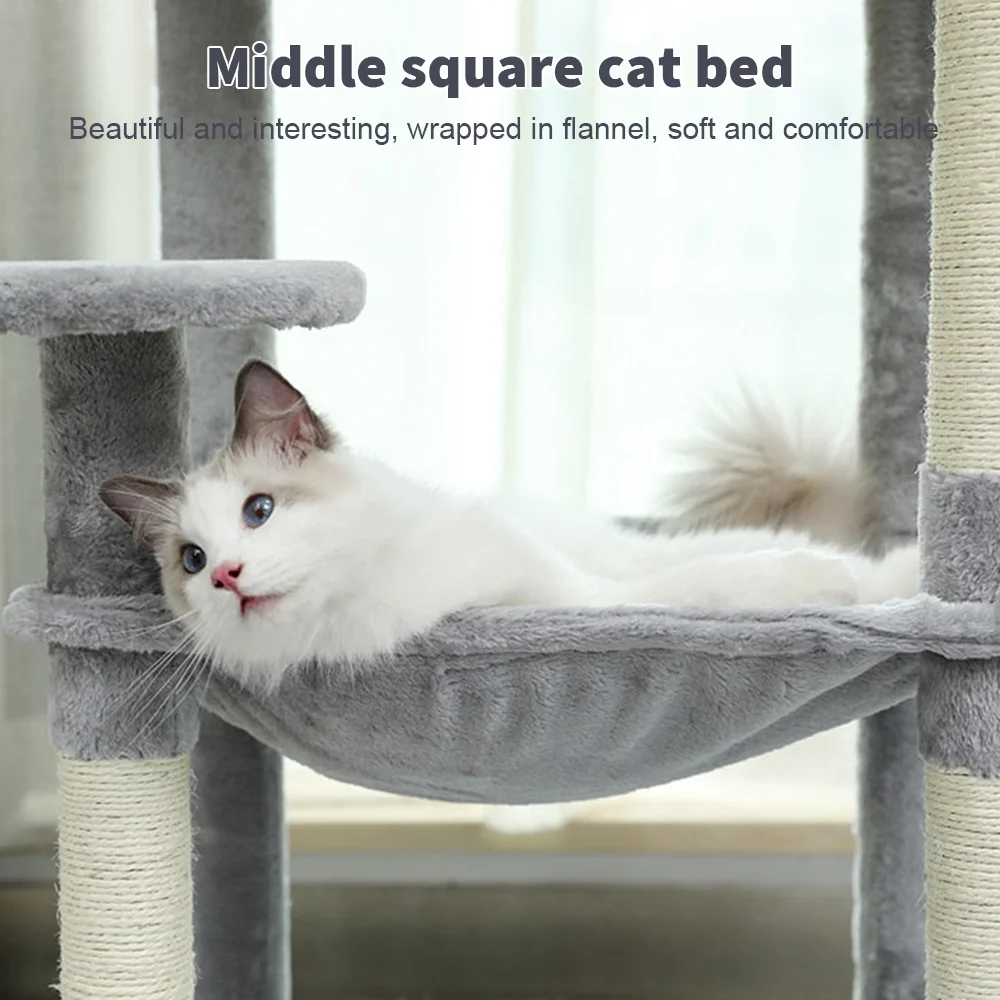 Cat Tree with Toy Cat Tower Condo for Indoor Cats Cat Tree House with Sisal Scratching Posts Plush Perch Cozy Hammock