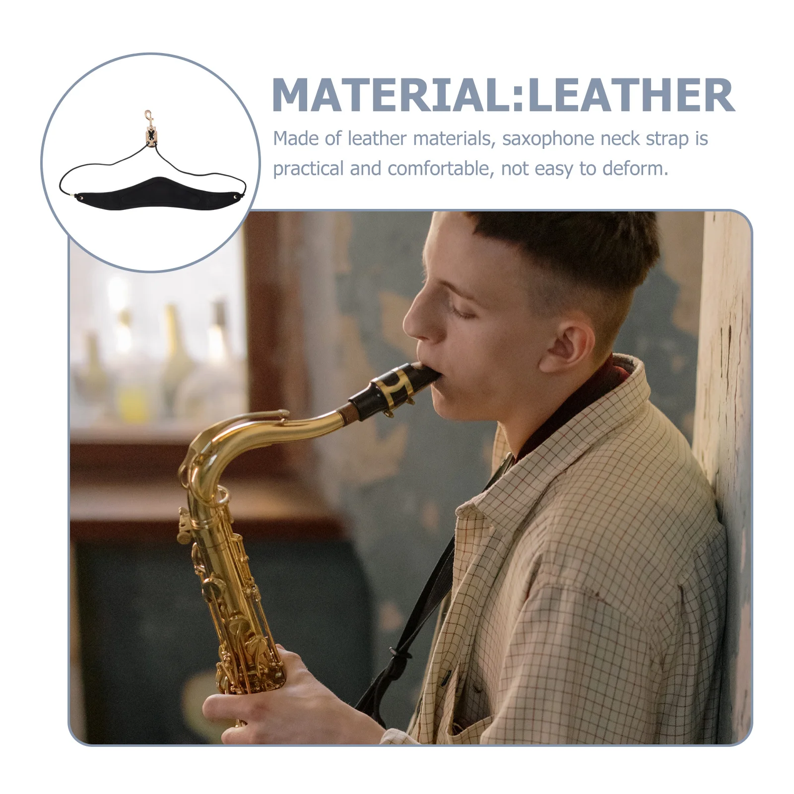 

Alto Tenor Saxophone Neck Strap Adjustable Single Shoulder Sax Strap Comfortable Lightweight Replacement Accessory