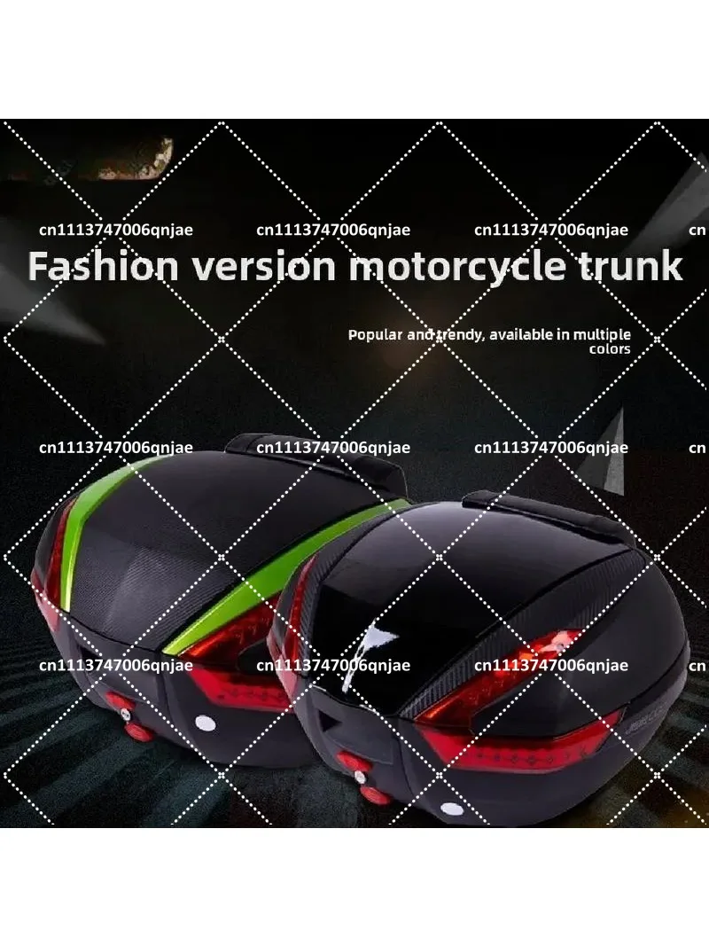 Large Waterproof Motorcycle Top Case With LED Quick Release Storage Trunk