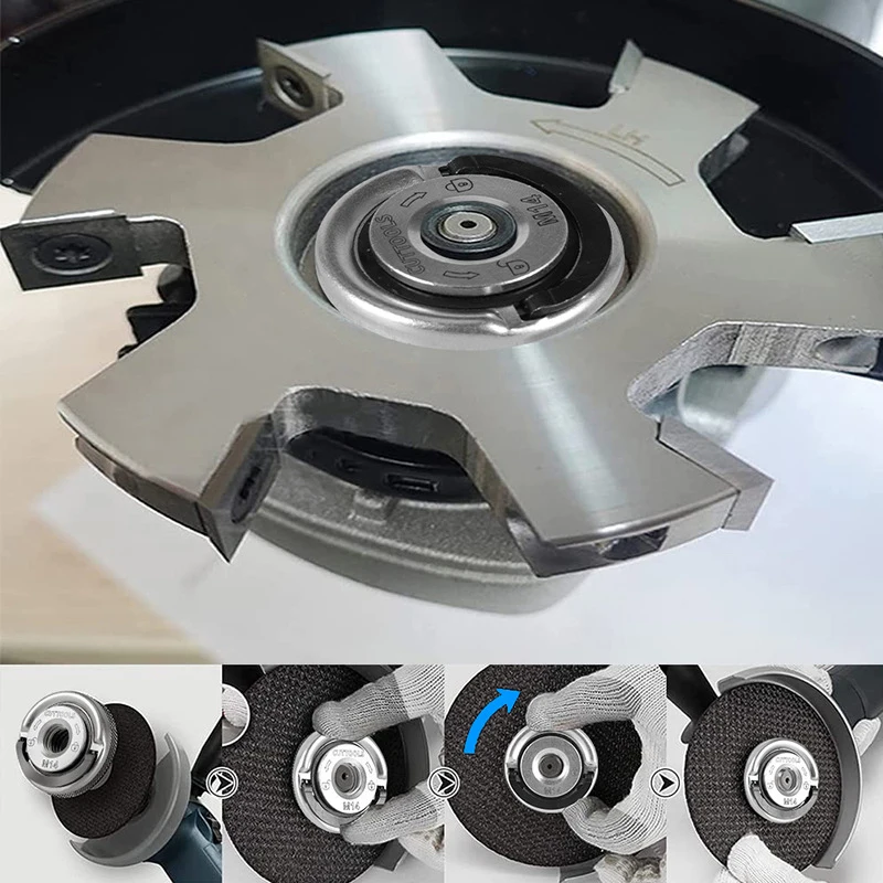 1Pc M14 Thread Angle Grinder Pressing Plate Quick Release Flange Nut Power Chuck ToolsGrinder Self-Locking Pressing Plate