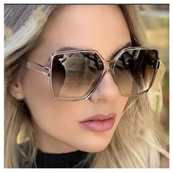 Brand Designer Fashion Oversized Sunglasses Women Plastic Female Big Frame Gradient Sun Glasses UV400 gafas de sol mujer