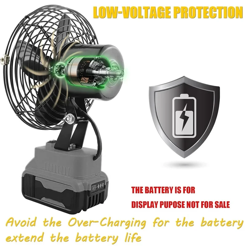 Camping Fan Replacement For Dewalt/Milwaukee/Makita 18-20V Battery Portable Cordless Handy tool for outside household inside