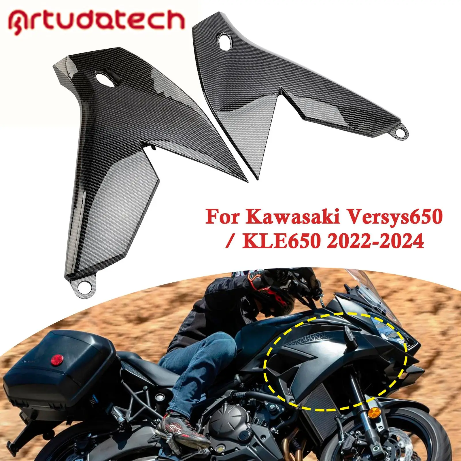 Side Frame Panel Guard Fairings Cover for Kawasaki Versys 650 KLE650 2022-2024