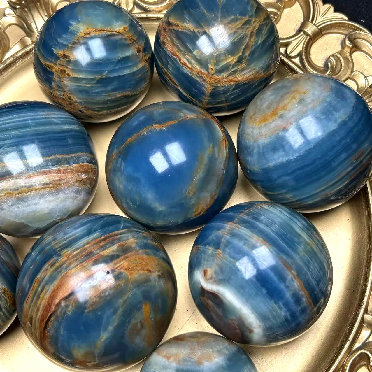 High Quality Natural Crystal Sphere Ball Semi-Precious Stone Blue Onyx For Fenghshui Home Decoration