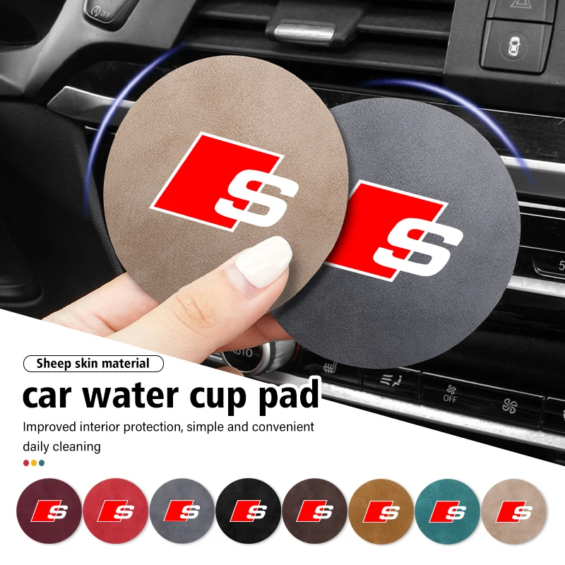 2pcs Car Coaster Water Cup Bottle Holder Mat Anti-Slip Pad For Audi RS S Line Quattro A3 8P TT 8V A4 B8 RS3 RS4 S5 S6 S7