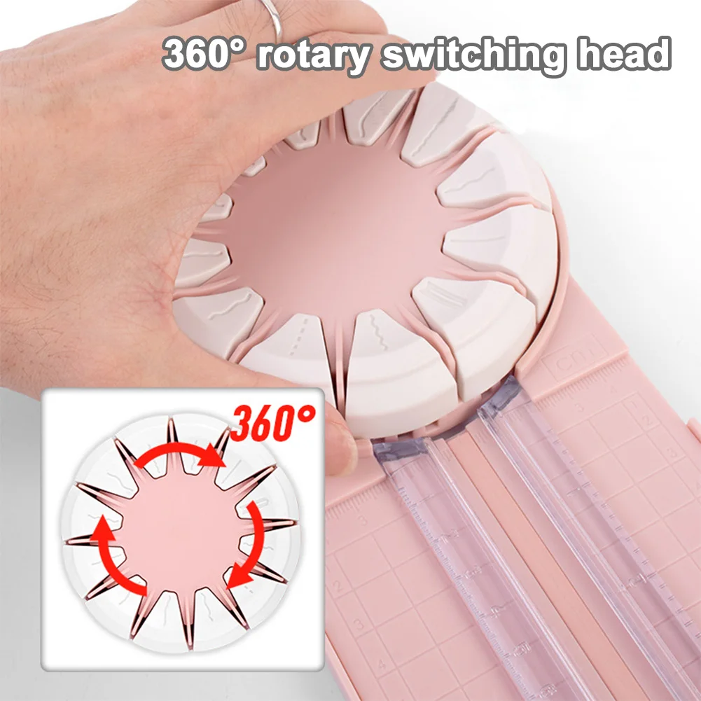 12 in 1 Rotary Paper Trimmer with 12 Cutting Heads Wrapping Paper Cutter DIY Dashed Straight Line Wavy Line Cutter for Cardstock