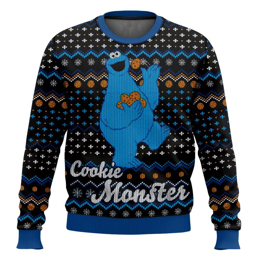 

Santa's Cookies Cookie Monster Ugly Merry Christmas Sweater 2025 New Fashion Men Hoodie Pullover Tops Winter Women Sweatshirt