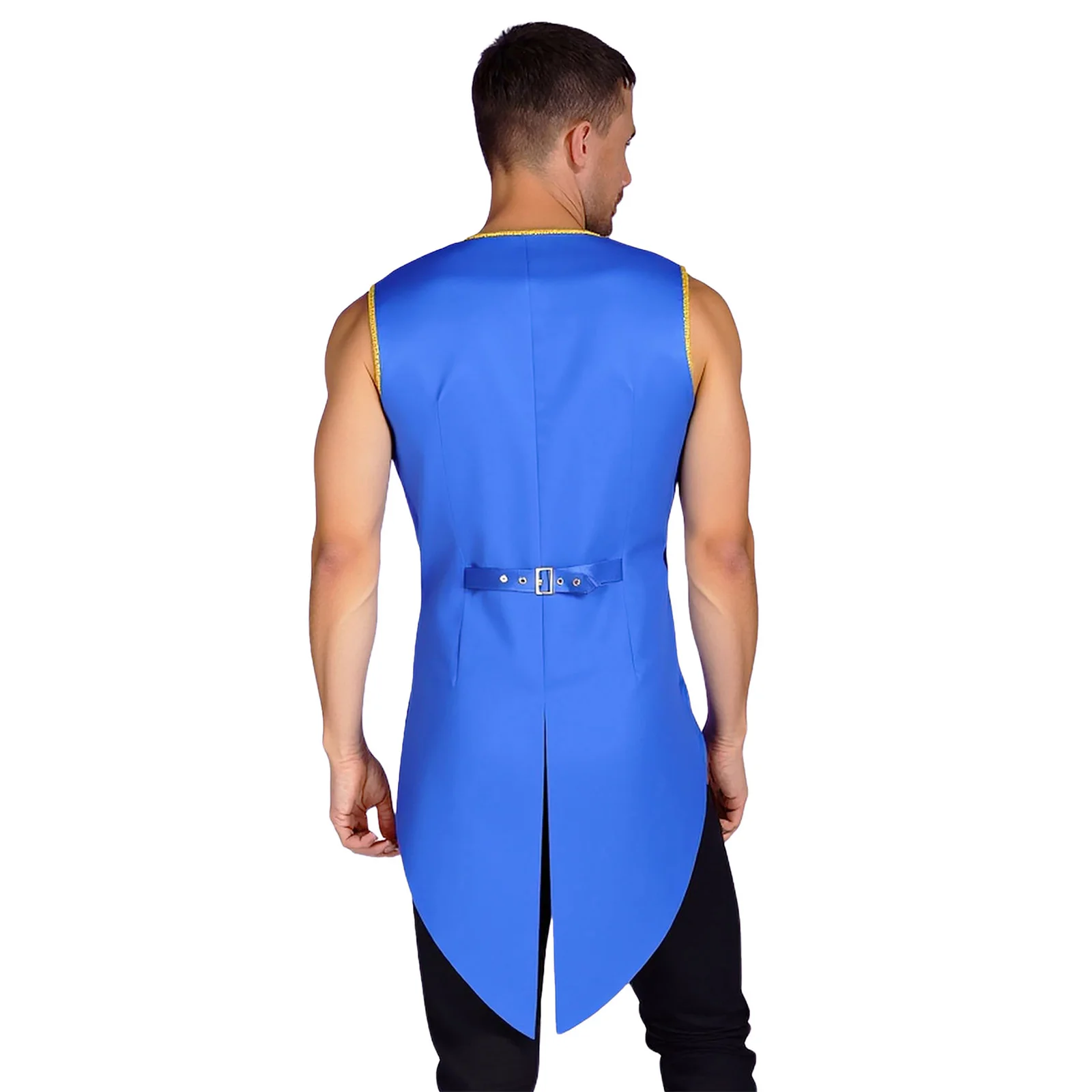 Disfraz de Príncipe de la corte real para hombre, disfraz de Halloween, maestro de ceremonias, Top sin mangas con lentejuelas brillantes, abrigo de esmoquin, chaqueta, vestido de fiesta