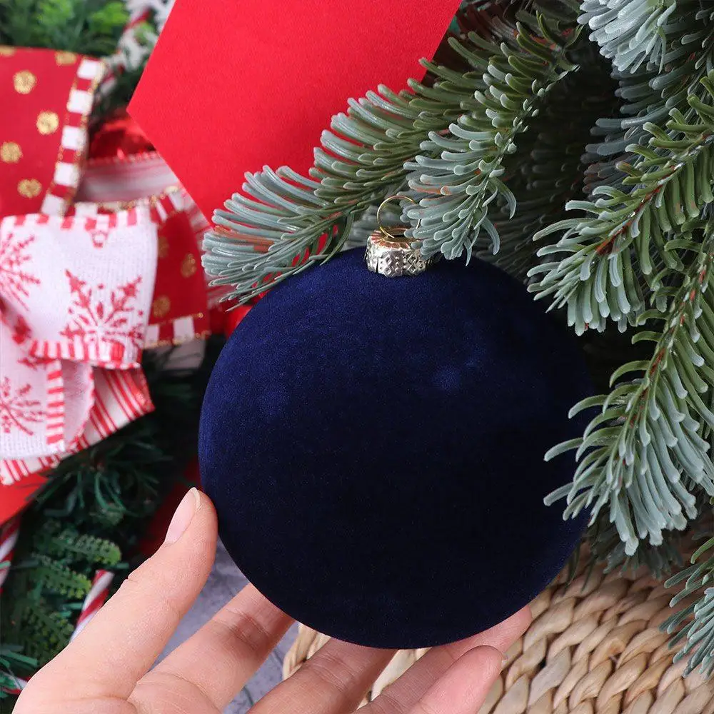 

10cm Velvet Christmas Ball Pendant Flocked Reusable Christmas Hanging Balls Shatterproof Xmas Tree Ornaments Party Favors