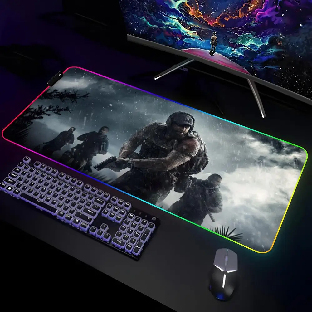 Tom Clancy s Ghost Recon Wildlands Mouse Pad  Gamer RGB Deskmat Keyboard Mat Gaming Laptops LED Mousepad Desk Protector Anime Ma