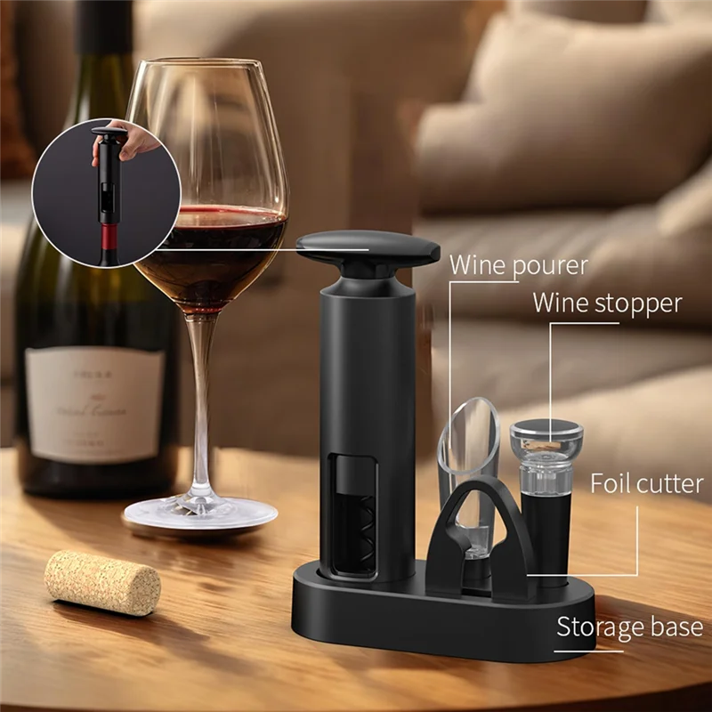 B97A-ワインオープナーセット、ホイルカッター付きワインコルク栓抜きボトルオープナーセット、注ぎ口、真空ストッパー、ワインボトルオープナー