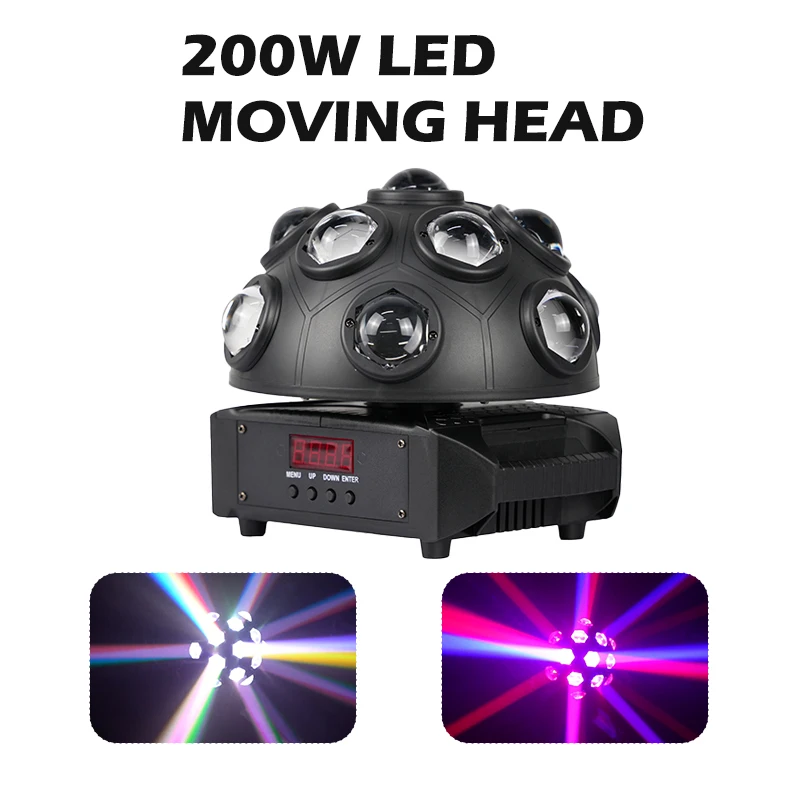 

200W Magic Ball Light Rotating RGBW LED DMX512 Mini Beam Disco DJ Party Stage Lighting for Nightclub Bar Wedding