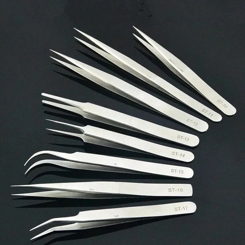 Professional Eyelash Tweezers Stainless Steel Antistatic eyes tweezers for false eyelashes extension