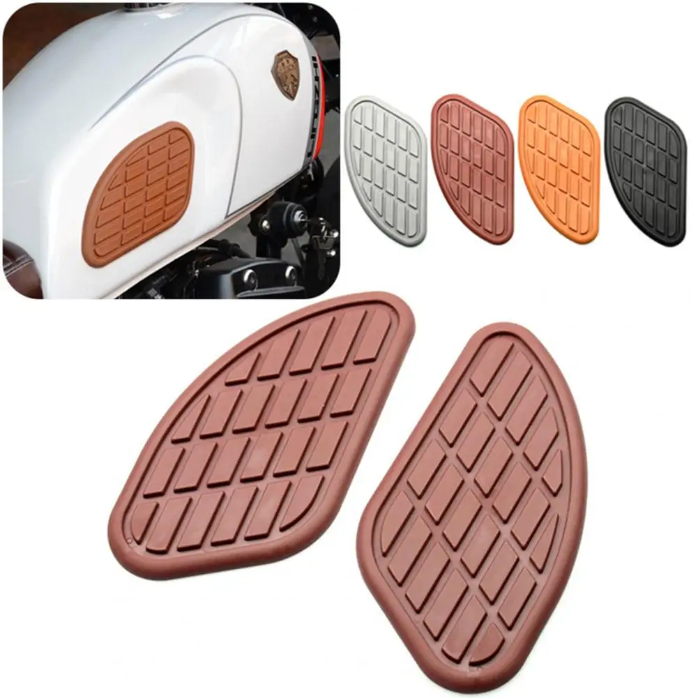 2Pcs Retro Motorcycle Cafe Racer Gas Fuel Tank Rubber Sticker Protector Knee Tank Pad Grip Decal For Honda