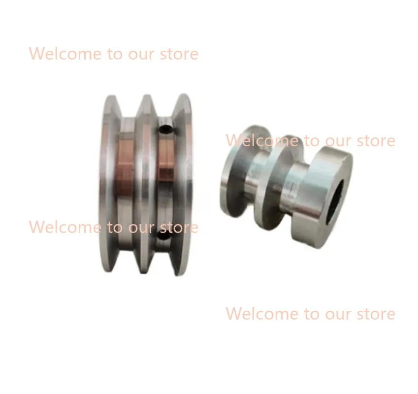 1pc Aluminum Alloy Double Groove40MM Pulley Wheel 8-18MM Fixed Bore Pulley for Motor Shaft 10MM PU Round Belt