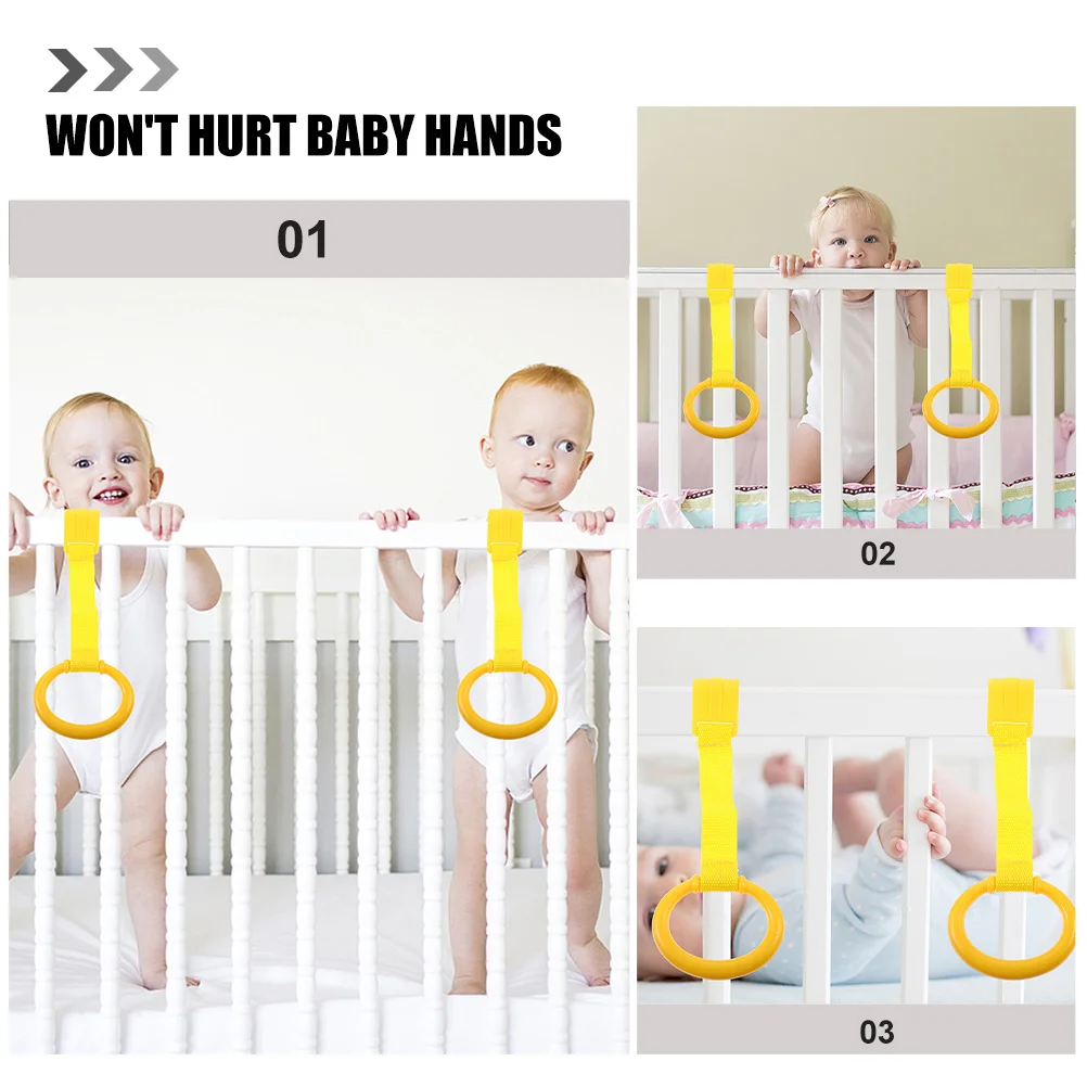 5 قطع من حلقات سحب سرير الأطفال من البلاستيك المتين لسرير الرضع، حلقة تعليق للمشي والتدريب للأطفال الصغار، حلقة سحب للأطفال