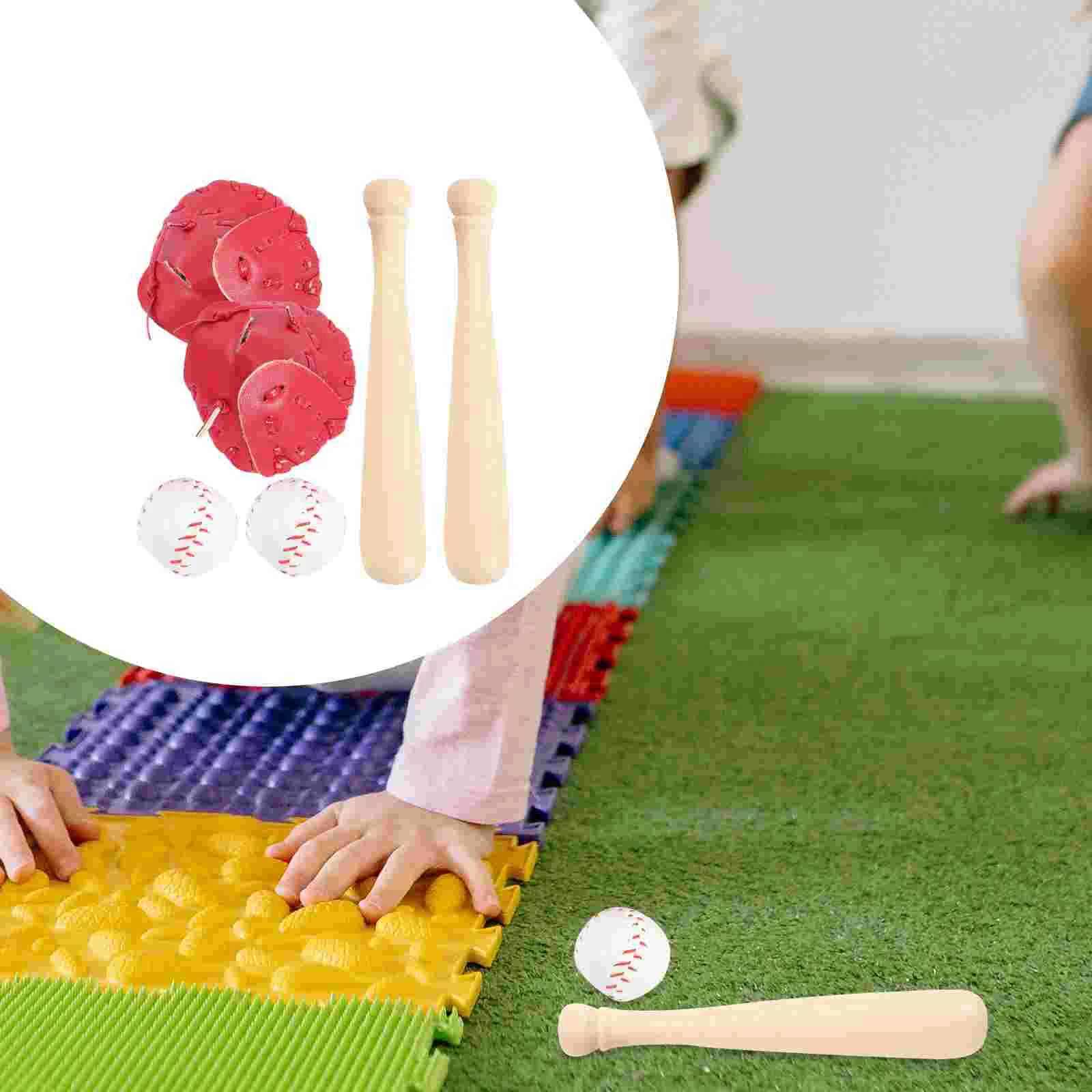 2 Sets Baseball Softball Cover Decorations Kids Sports Toys Miniature Items Kit Gloves Small