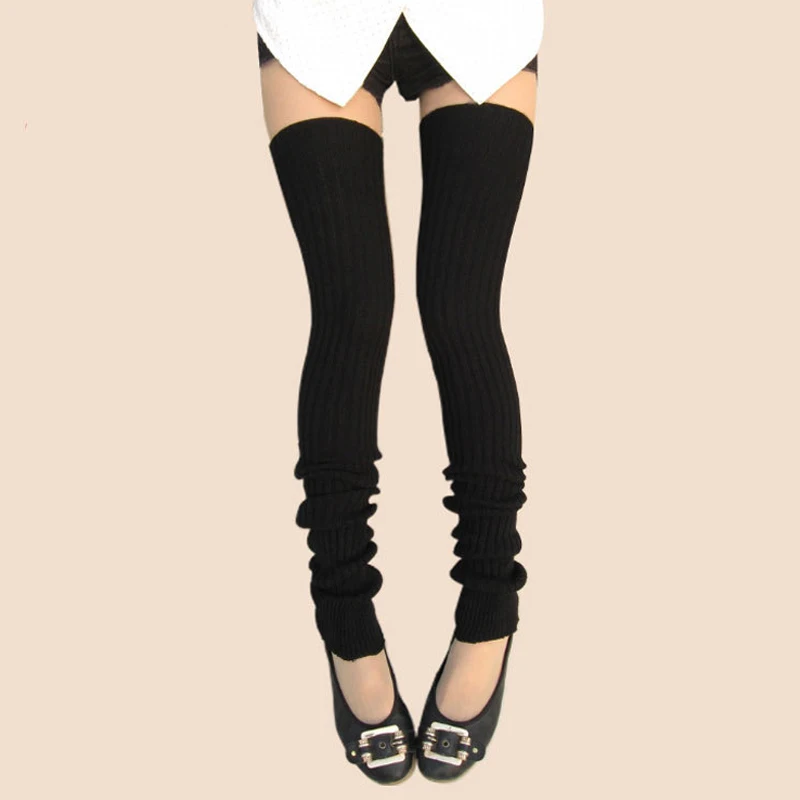 

Женские гетры 80 см выше колена, вязаные, в стиле JK Lolita, зимние, для девочек, утепленные, с эффектом сборки, для обуви, длинные, зеленые