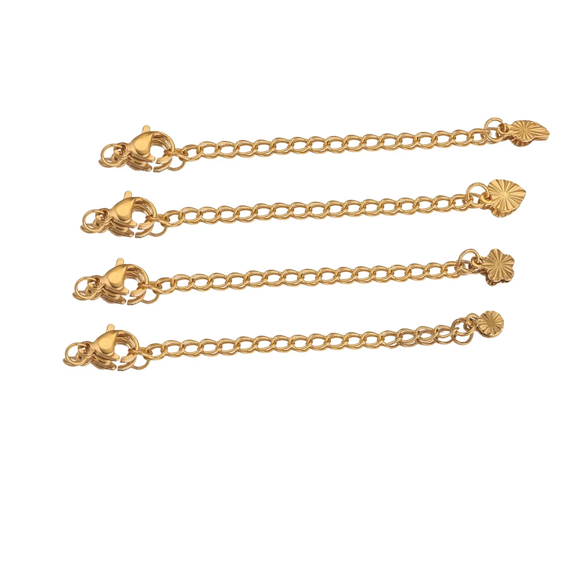 10 Stück Edelstahl-Verlängerungsketten, Blatt-Herz, Blumenschwanzketten für DIY-Schmuckherstellung, Halskette, Armband, Zubehör