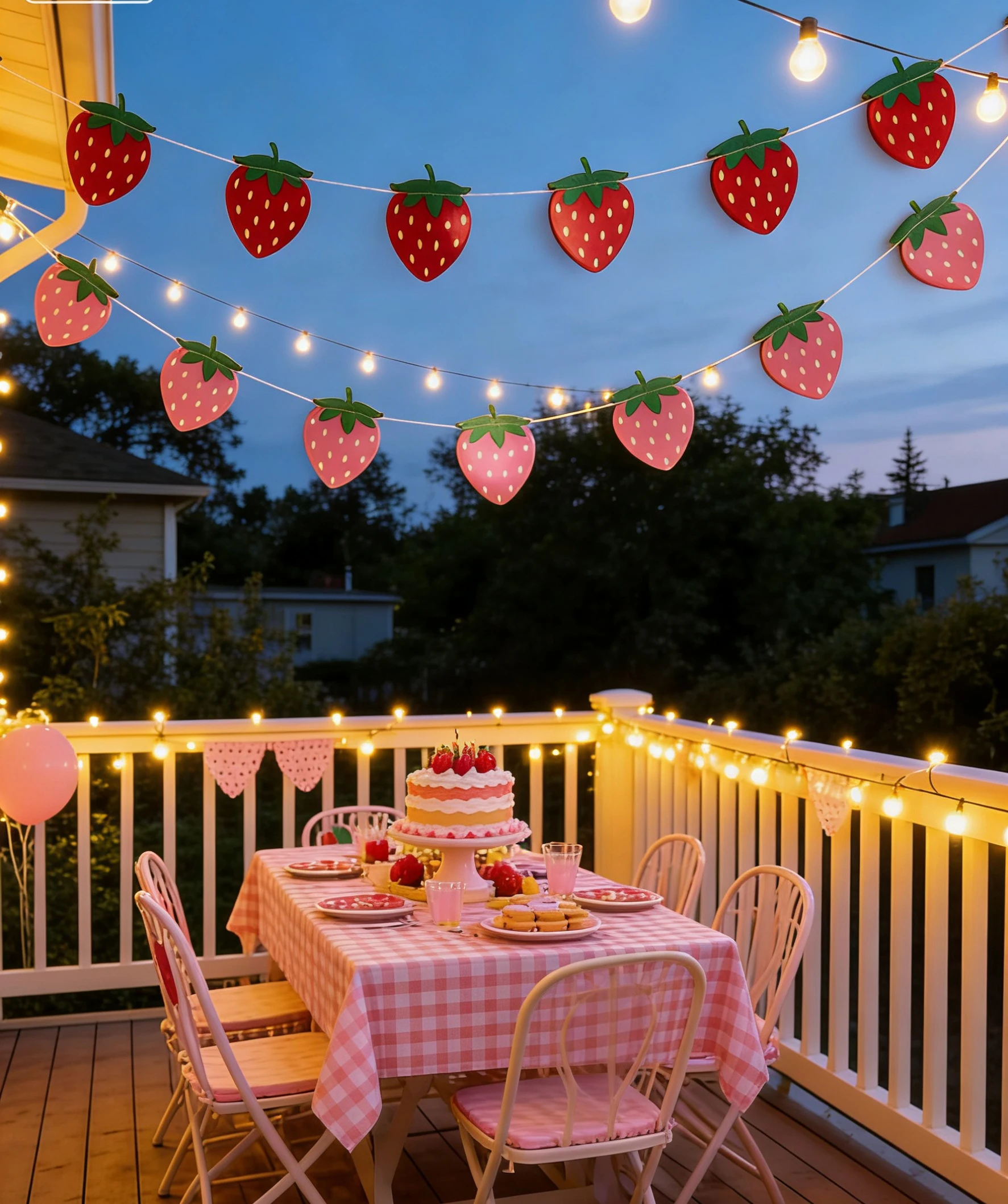 2.5M（15PCS）Red/Pink Strawberry Banners Berry First Birthday Shower Picnic Fruit Theicnic Fruit Theicnic Fruit Theme photo booth