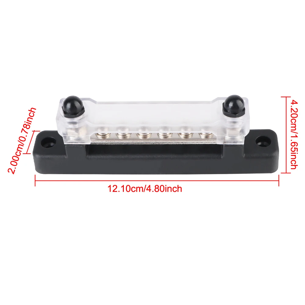 Universal Power Distribution Block 6 Ways Circuit Busbar Plug Electro Junction Bus Bar 48V 150A DC For Boat Truck RV Caravan Car